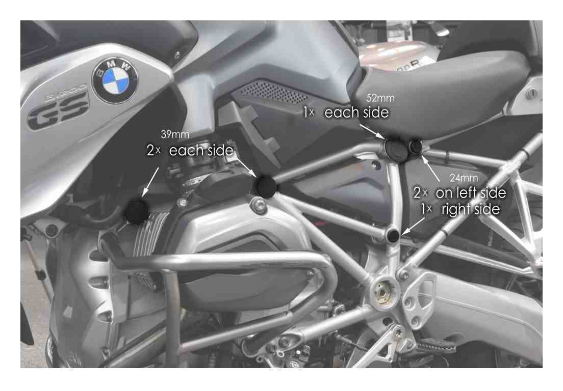 Bodywork Puig Chassis Plugs BMW R1200GS / R1250GS / Adventure Black [Open Box]